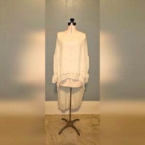 Solid Gather Sleeve High alow Blouse -WHITE SOLD OUT size small